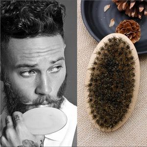 Professional Soft Boar Bristle Wood Beard Brush Hairdresser Shaving Brush Comb